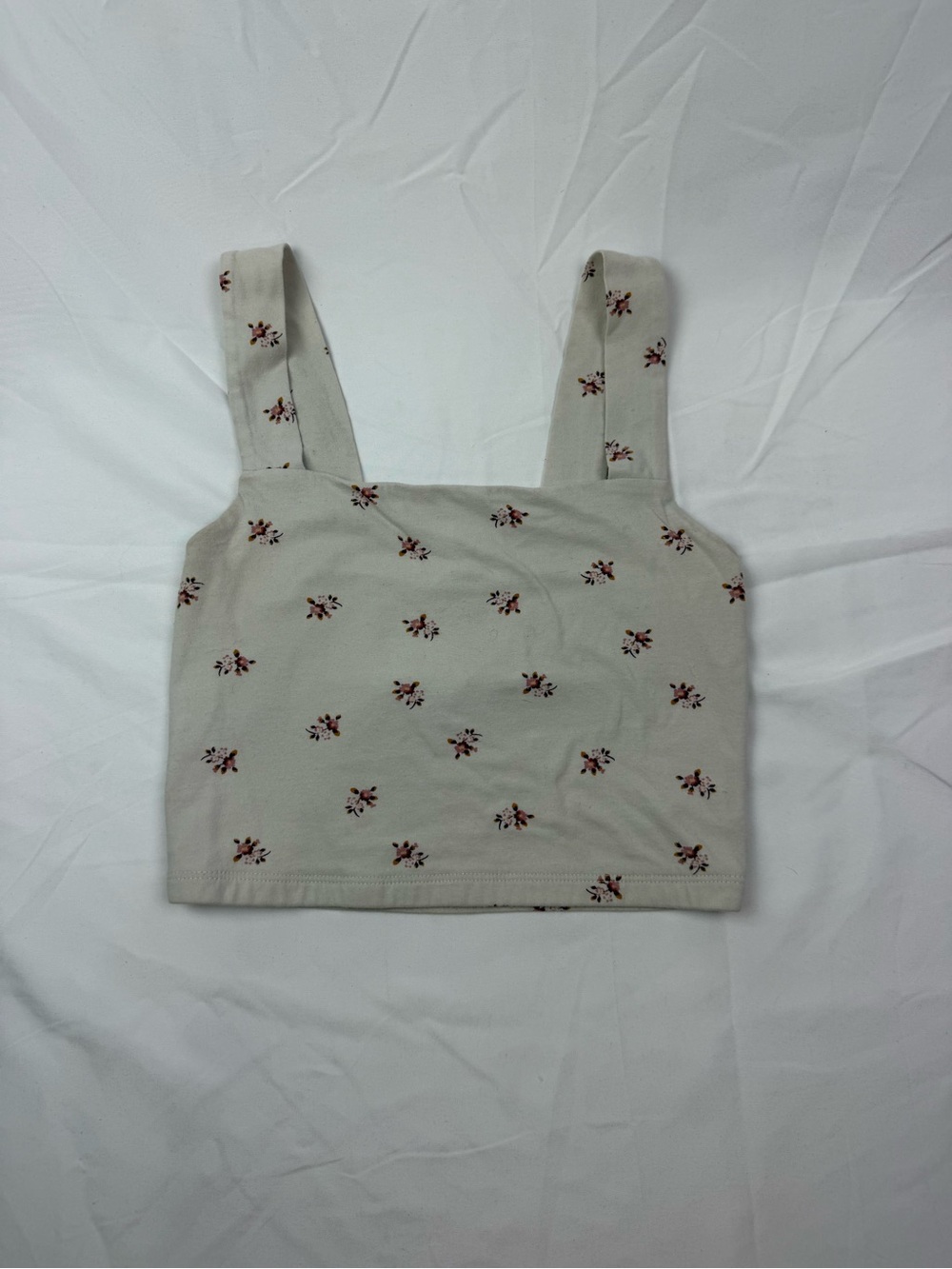 Aeropostale Beige Floral Square Crop Top